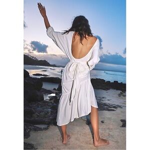 NWT Free People Beach Garcia Midi Dress White Low Scoop Back Size Small